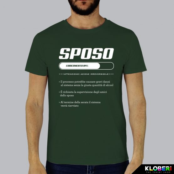 T-shirt uomo | Matrimonio: Caricamento sposo verde bottiglia