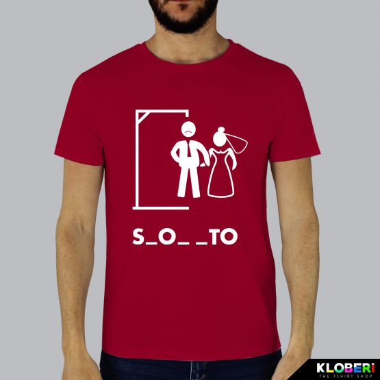 T-shirt uomo | Matrimonio: Impiccato celibato bordeaux