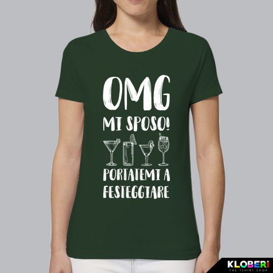 T-shirt donna | Matrimonio: OMG mi sposo verde bottiglia