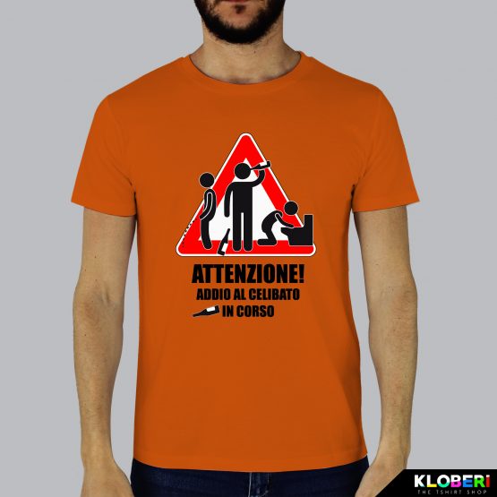 T-shirt uomo | Matrimonio: Attenzione celibato arancio