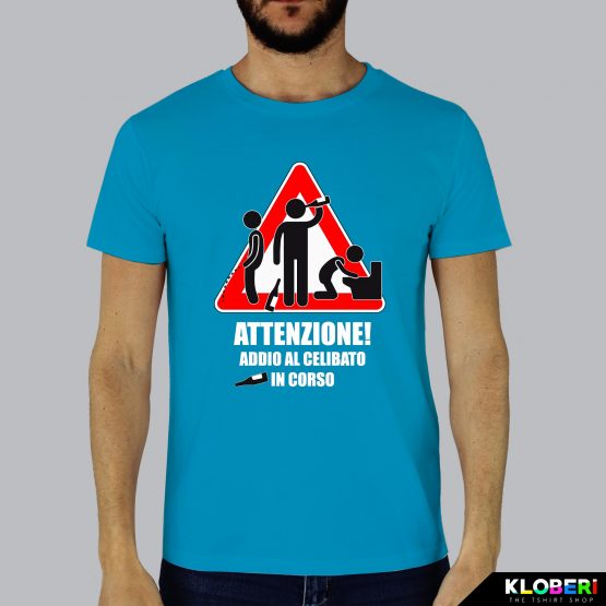 T-shirt uomo | Matrimonio: Attenzione celibato azzurro