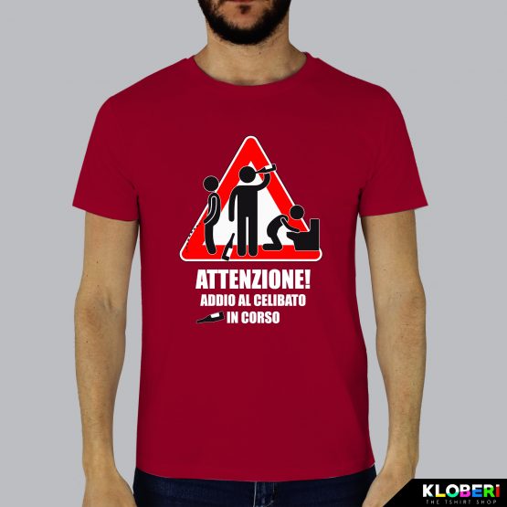 T-shirt uomo | Matrimonio: Attenzione celibato bordeaux