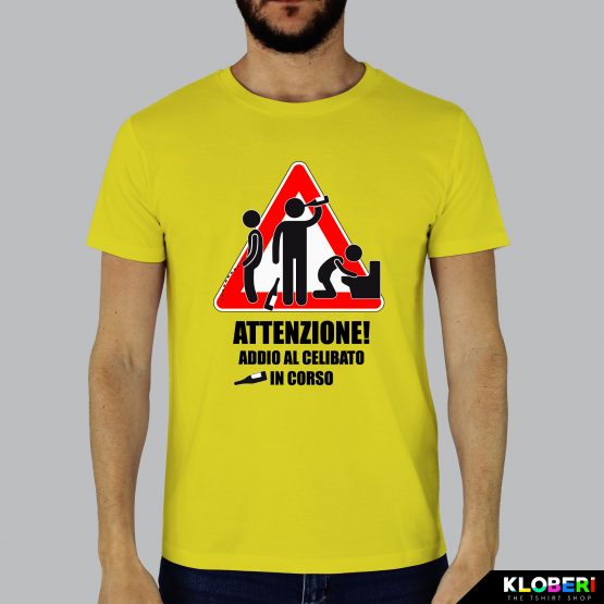 T-shirt uomo | Matrimonio: Attenzione celibato giallo