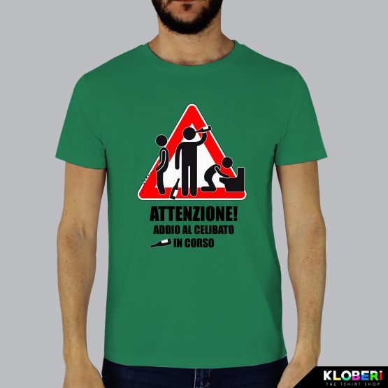 T-shirt uomo | Matrimonio: Attenzione celibato verde