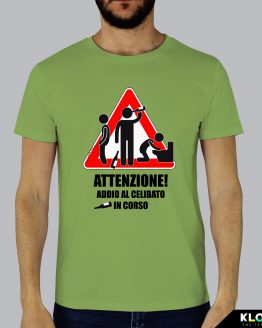 T-shirt uomo | Matrimonio: Attenzione celibato verde acido