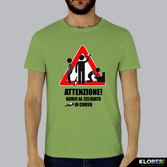 T-shirt uomo | Matrimonio: Attenzione celibato verde acido