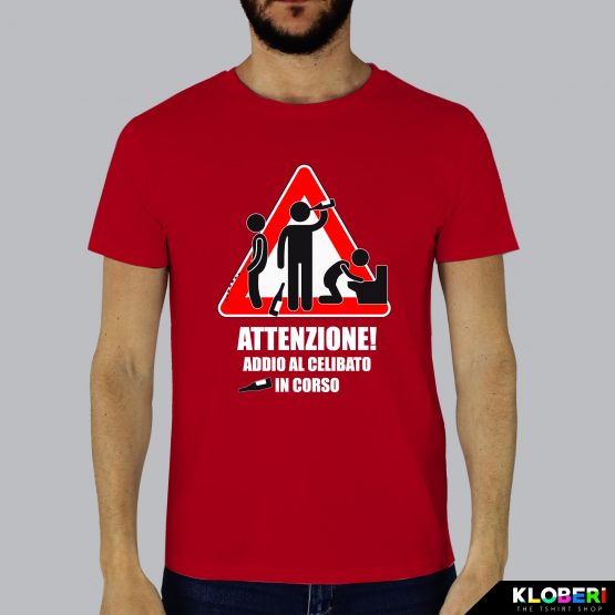 T-shirt uomo | Matrimonio: Attenzione celibato rosso