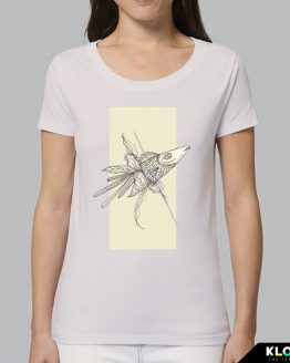 T-shirt da donna indossata | Flower fish | Stefania Albertino