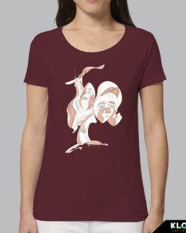 T-shirt da donna indossata | Ghosts burgundy | Stefania Albertino