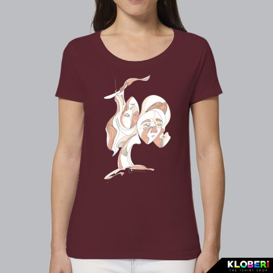 T-shirt da donna indossata | Ghosts burgundy | Stefania Albertino