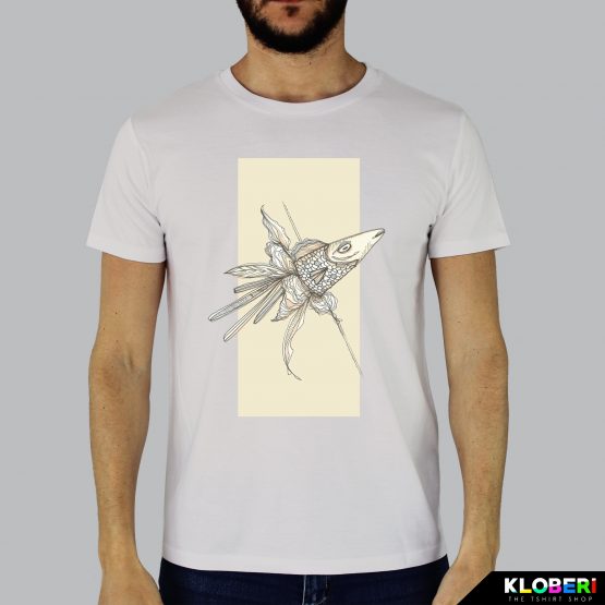 T-shirt da uomo indossata | Flower fish | Stefania Albertino