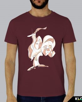 T-shirt da uomo indossata | Ghosts burgundy | Stefania Albertino