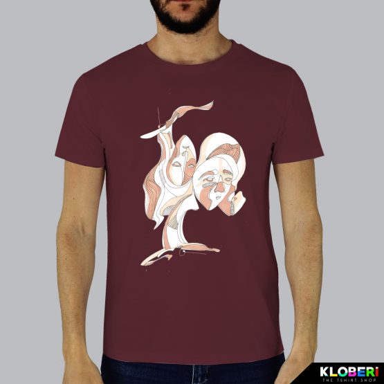 T-shirt da uomo indossata | Ghosts burgundy | Stefania Albertino