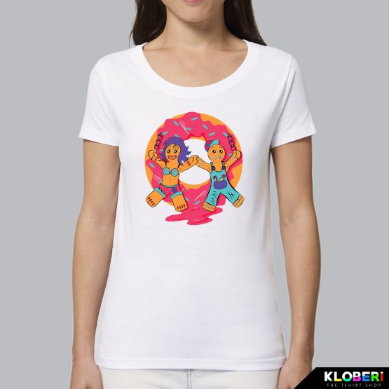 T-shirt da donna indossata | Omini di Pan di zenzero | AryArt