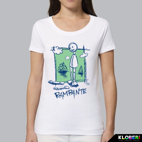 T-shirt da donna indossata | Rampante Blu | AryArt