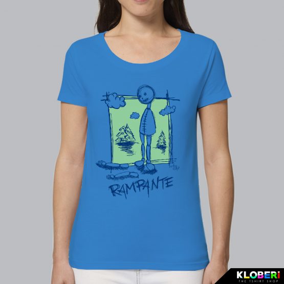 T-shirt da donna indossata | Rampante Blu Azzurro | AryArt