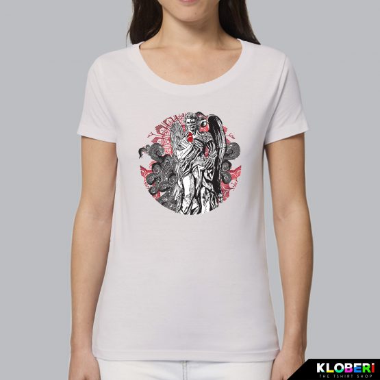 T-shirt da donna indossata | Statua Vintage White | AryArt