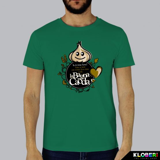 T-shirt da uomo indossata | Bagna Caoda Verde | AryArt