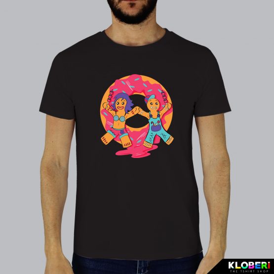 T-shirt da uomo indossata | Omini di pan di zenzero Nero | AryArt