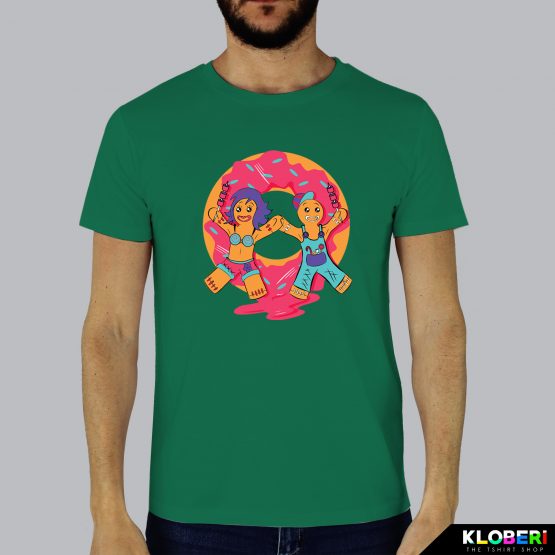 T-shirt da uomo indossata | Omini di pan di zenzero Verde | AryArt