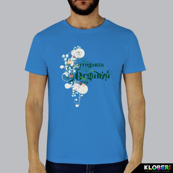 T-shirt da uomo indossata | Meno Arroganza Azur | AryArt