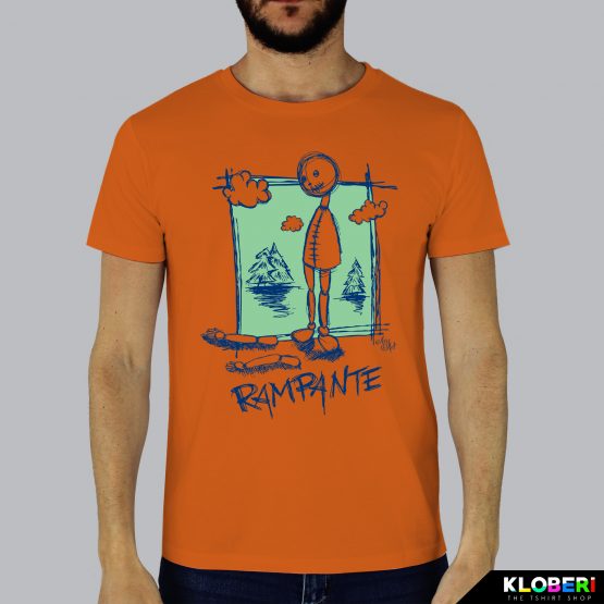 T-shirt da uomo indossata | Rampante Blu Orange | AryArt