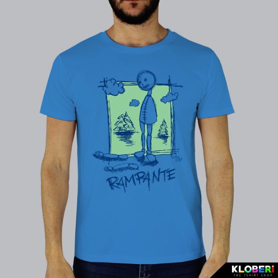 T-shirt da uomo indossata | Rampante Blu Azur | AryArt