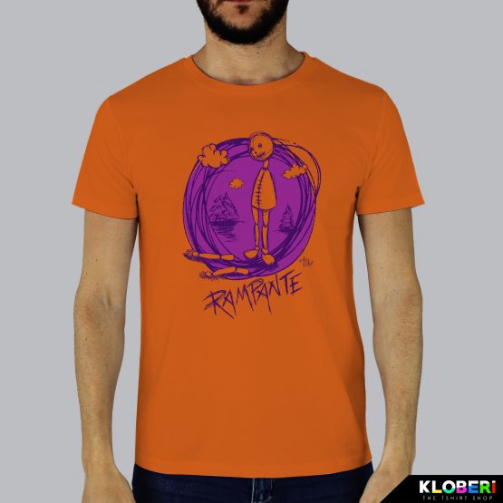 T-shirt da uomo indossata | Rampante Viola Orange | AryArt