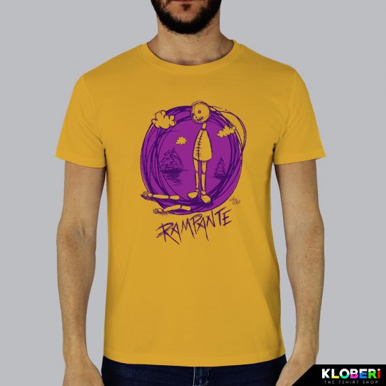 T-shirt da uomo indossata | Rampante Viola Yellow | AryArt