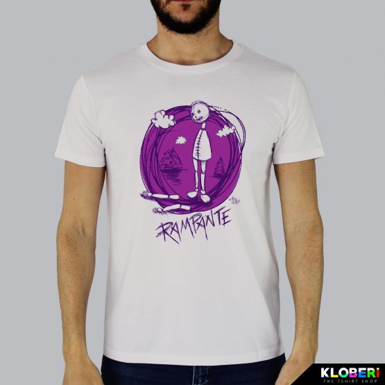 T-shirt da uomo indossata | Rampante Viola Vintage White | AryArt