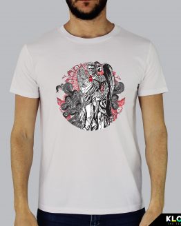 T-shirt da uomo indossata | Statua Vintage White | AryArt