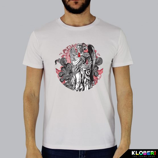 T-shirt da uomo indossata | Statua Vintage White | AryArt