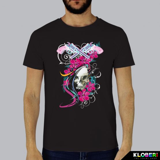 T-shirt da uomo indossata | Teschio Color Black | AryArt