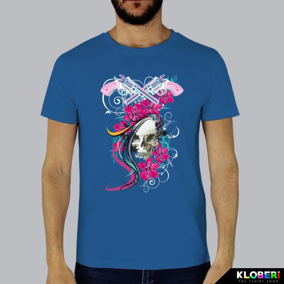 T-shirt da uomo indossata | Teschio Color Royal | AryArt