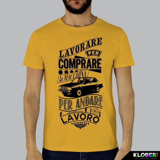 T-shirt da uomo indossata | Lavorare Giallo | Fermoaguardare