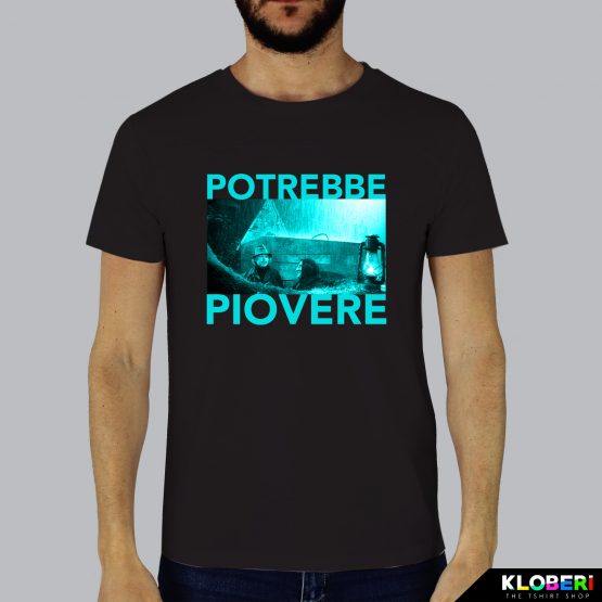 T-shirt da uomo indossata | Potrebbe Piovere | Fermoaguardare