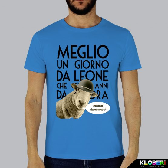 T-shirt da uomo indossata | Un giorno da leoni Azzurro | Fermoaguardare