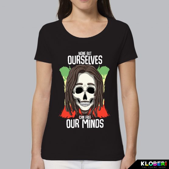 T-shirt da donna indossata | Bob free minds black | Lambo design