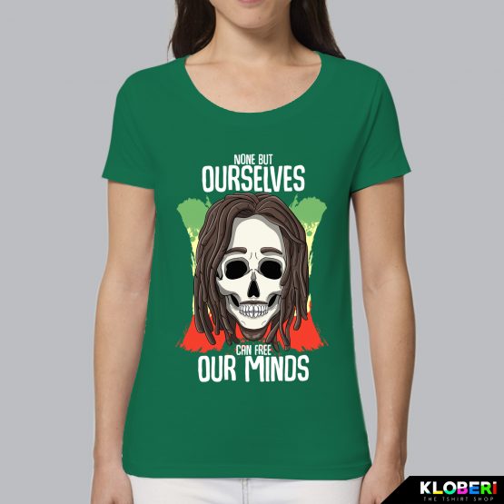 T-shirt da donna indossata | Bob free minds green | Lambo design