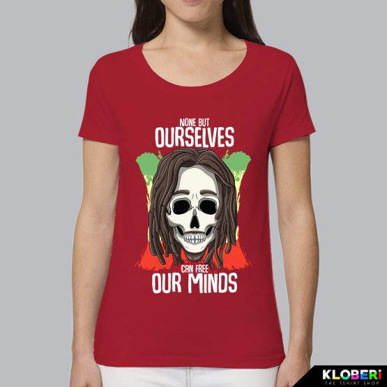 T-shirt da donna indossata | Bob free minds red | Lambo design