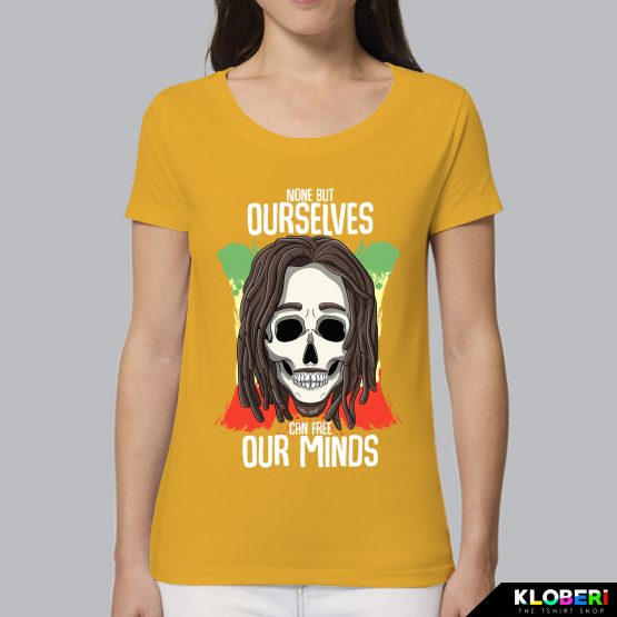 T-shirt da donna indossata | Bob free minds yellow | Lambo design