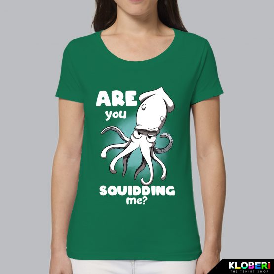 T-shirt da donna indossata | Are you squidding me Green | Lambo design