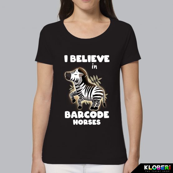 T-shirt da donna indossata | Barcode horse black | Lambo design