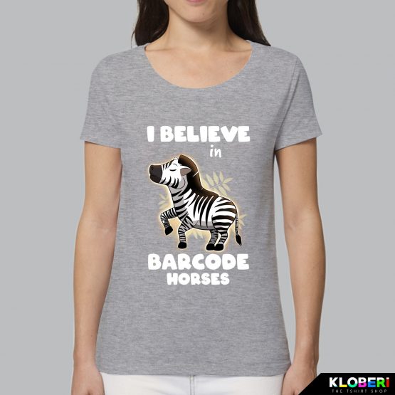 T-shirt da donna indossata | Barcode horse melange | Lambo design