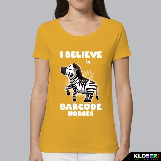 T-shirt da donna indossata | Barcode horse yellow | Lambo design