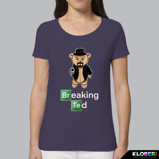 T-shirt da donna indossata | Breaking Ted plum | Lambo design