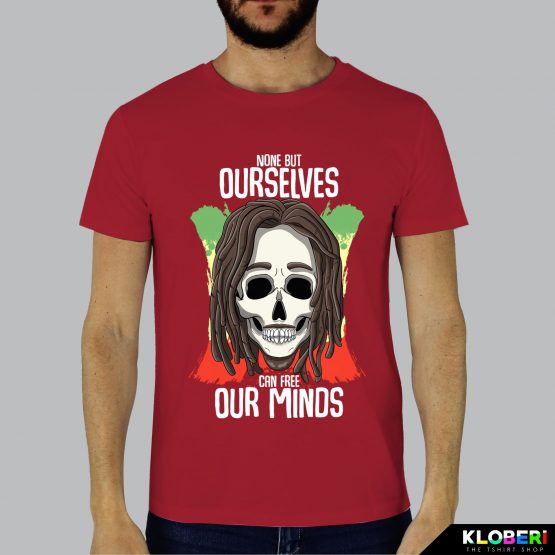 T-shirt da uomo indossata | Bob free minds red | Lambo design