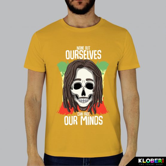 T-shirt da uomo indossata | Bob free minds yellow | Lambo design