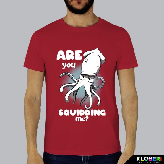 T-shirt da uomo indossata | Are you squidding me red | Lambo design