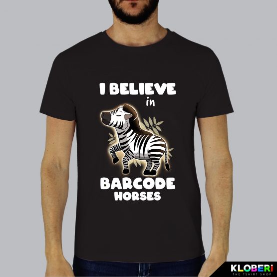 T-shirt da uomo indossata | Barcode horse black | Lambo design